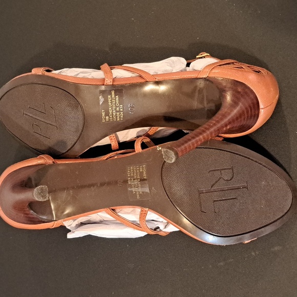 NWOT Ralph Lauren Sydney Dress Sandals Heels Tan Size 10 - Picture 6 of 6